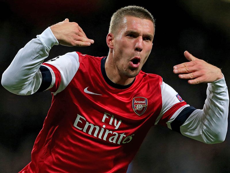 Lukas Podolski seals Arsenal's place in the 16 last with a sweet strike as the Gunners beat Montpellier in Group B.