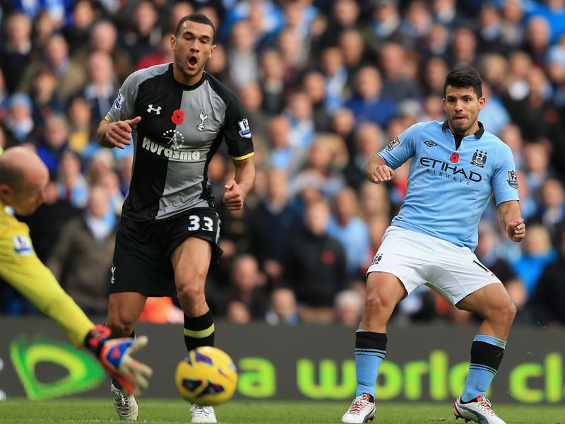 City's pressure pays off in the second half as Aguero equalises with a cool finish.