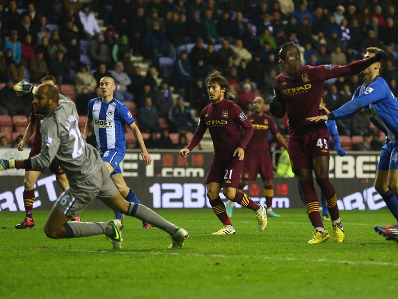 Manchester City finally break the deadlock on 69 minutes, Al-Habsi spills a weak shot from Barry and Mario Balotelli requires two efforts to find the goal.