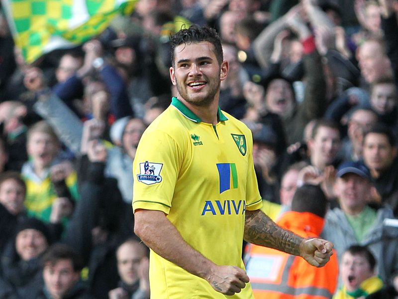 Vital opener: Bradley Johnson celebrates notching the opener for Norwich against Stoke just before the break