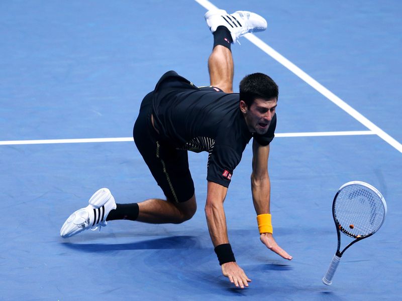 Despite taking a tumble, Djokovic eased to victory 7-6 6-3.
