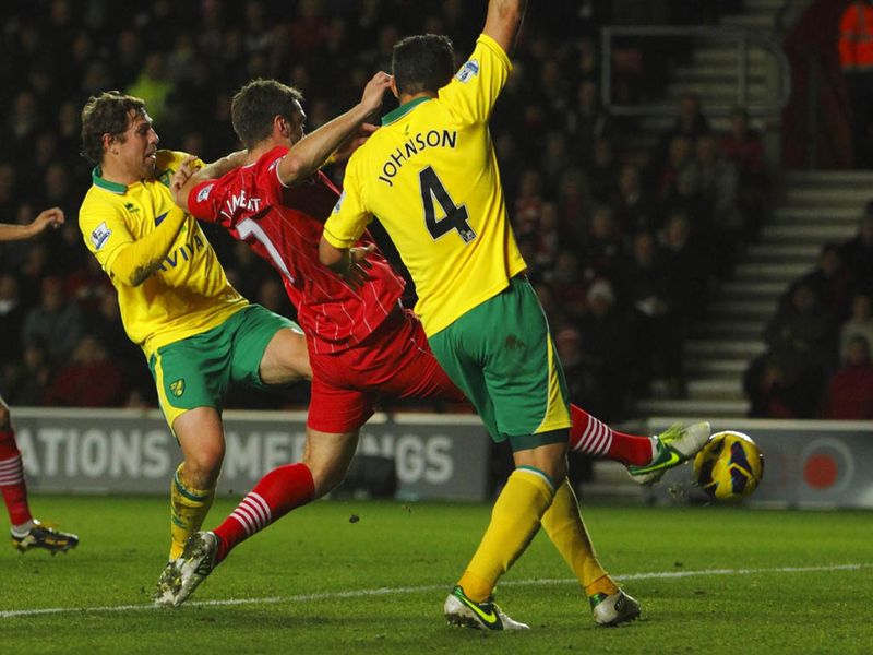 Rickie Lambert prods home after the ball drops in the area from an Adam Lallana free-kick.