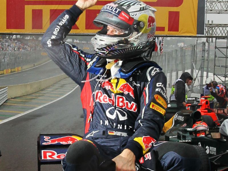 Sebastian Vettel on top of the RB8