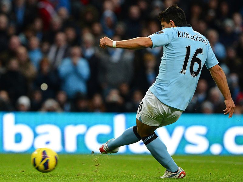 Aguero adds a second for Manchester City, a controversial penalty decision leads to the Argentinian stroking home from the spot.