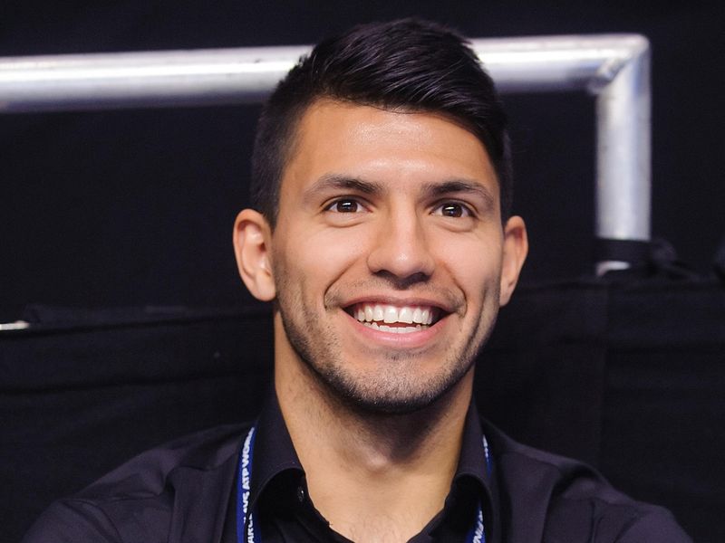 Manchester City striker Sergio Aguero was at courtside to watch fellow Argentine Del Potro in action.