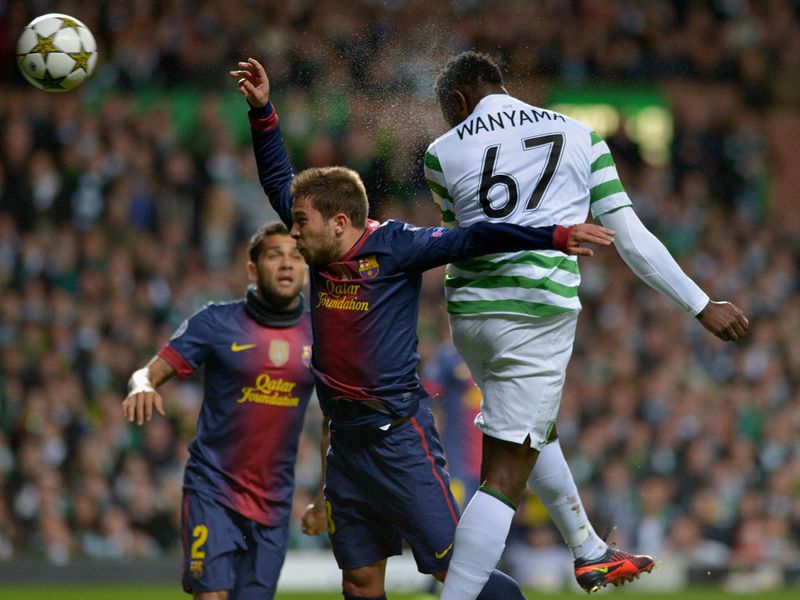 Victor Wanyama outjumped Jordi Alba to head Celtic into the lead.