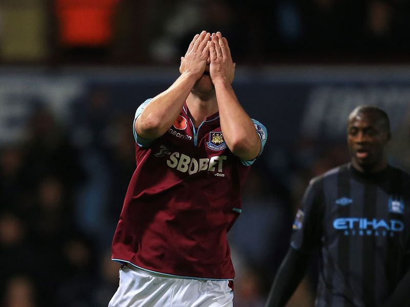 Andy Carroll rues a missed chance for the Hammers