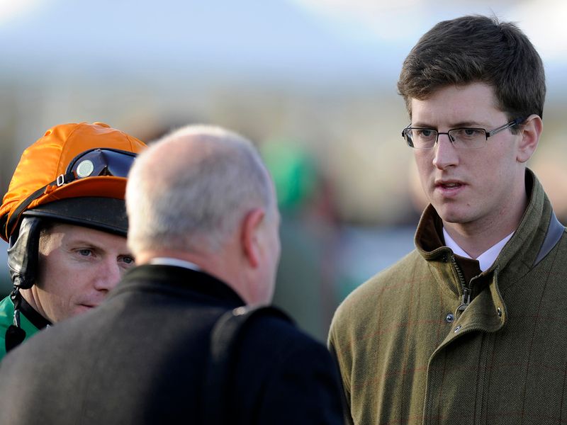 Harry Fry is at the track to see Oscar Rock win the closng bumper