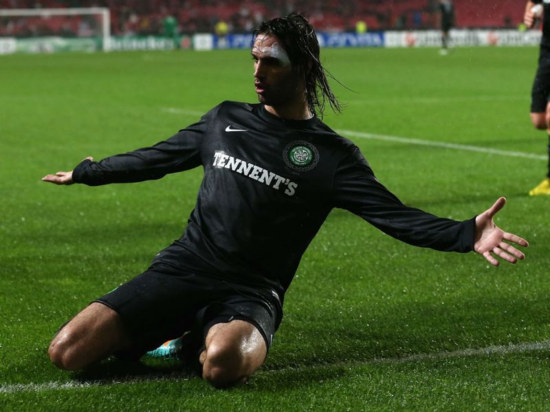 Georgios Samaras reacts after scoring Celtic's equaliser