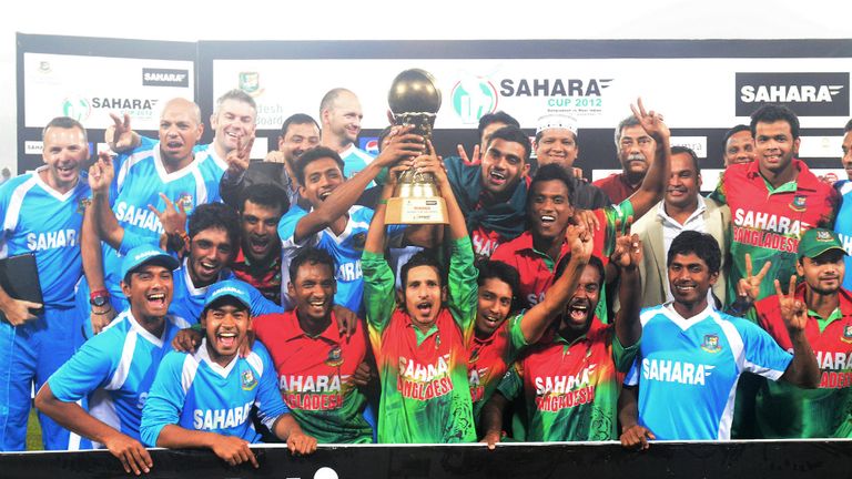Bangladesh celebrate their one-day series victory over West Indies