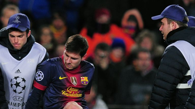 Lionel Messi: Suffered a bruised left knee against Benfica
