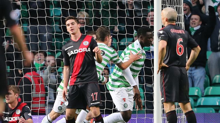 Victor Wanyama: Congratulated after netting Celtic's first