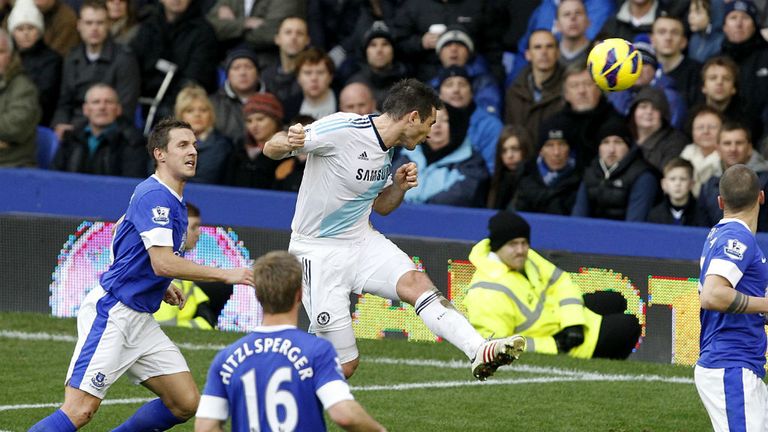 Lampard: scoring the first of his brace against Everton