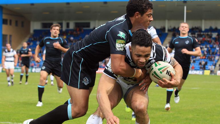 Action from the Broncos-Hull FC game at Gillingham in May