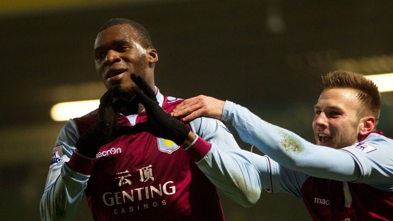 Christian Benteke (left): Has scored 17 goals in his debut season for Villa