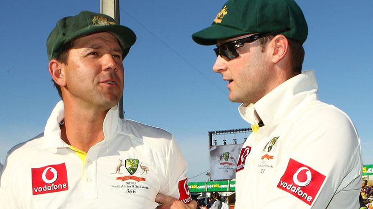 Michael Clarke with Ricky Pointing (left)