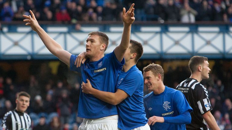 Kevin Kyle: Celebrates his goal for Rangers