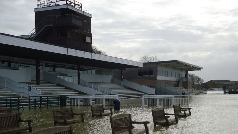 The bleak scene at Huntingdon on Sunday morning