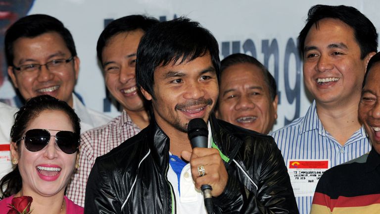 Manny Pacquiao addressing his adoring fans