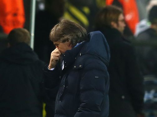 Roberto Mancini watched his side lost to Dortmund