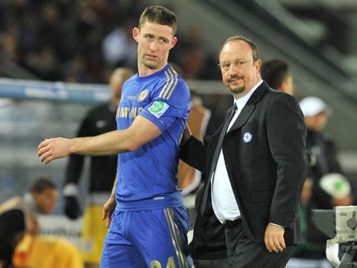 Gary Cahill leaves the field after his red card.