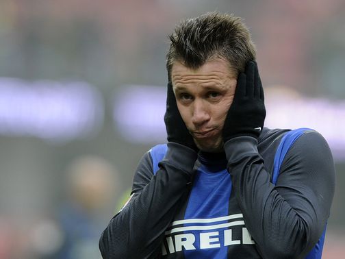 Antonio Cassano shows his frustration