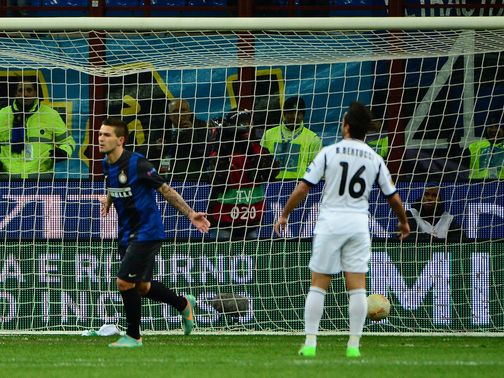 Marko Livaja celebrates for Inter Milan
