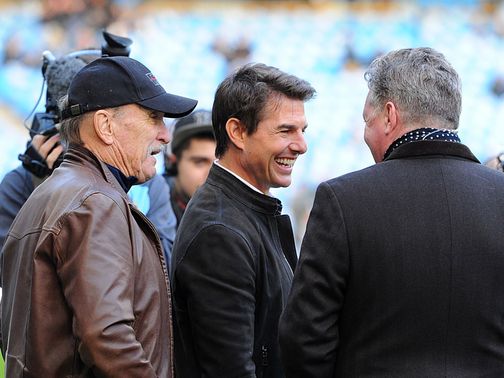 Robert Duvall and Tom Cruise soak up the pre-match atmosphere at the Etihad&nbsp;