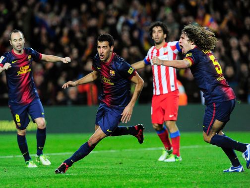 Sergio Busquets celebrates putting Barca ahead