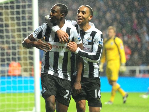 Shola Ameobi celebrates his goal
