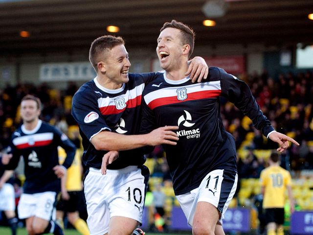 John Baird Ryan Conroy celebrate the latter's goal