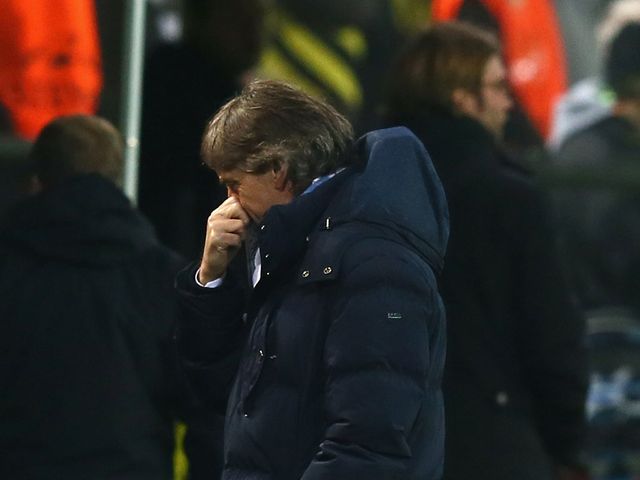Roberto Mancini watched his side lost to Dortmund
