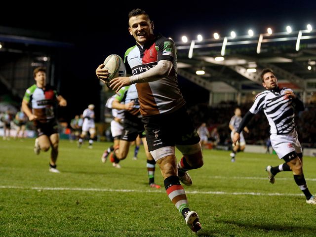 Danny Care goes in for a Quins try