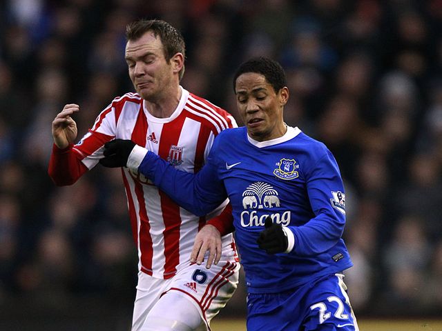 Glenn Whelan and Steven Pienaar battle for possession