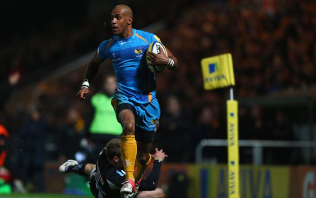 Tom Varndell streaks clear for a Wasps try