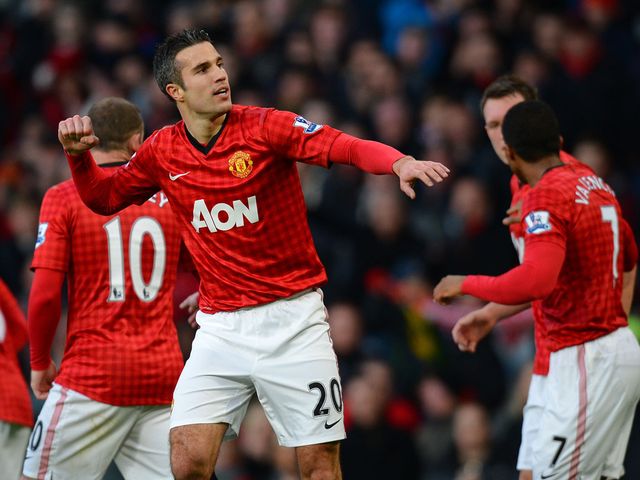 Robin van Persie celebrates his goal
