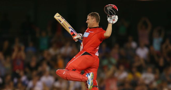 Aaron Finch: Celebrates his century