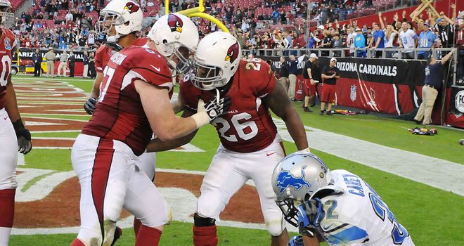 Beanie Wells: Rushed for three touchdowns in Arizona's win over Detriot on Sunday