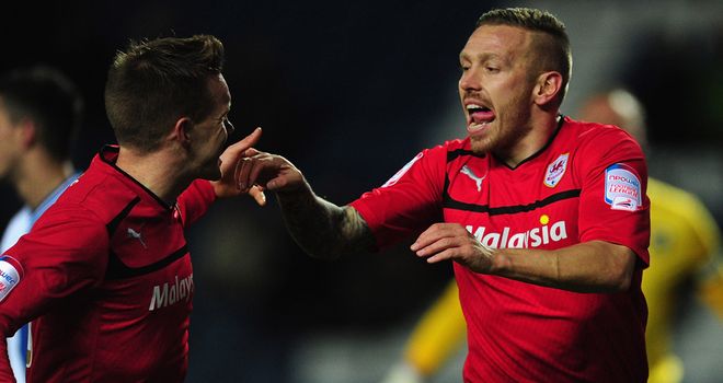 Craig Bellamy: Celebrates his strike against Blackburn at Ewood Park
