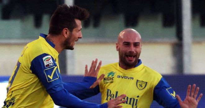 Cyril Thereau (left) celebrates his goal