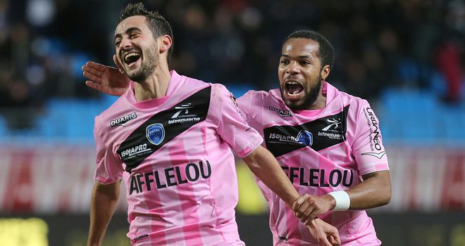 Fabien Camus celebrates his goal for Troyes