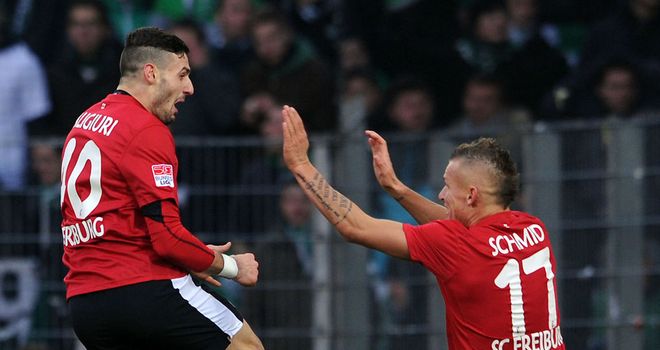 Daniel Caligiuri (l) scored the only goal of the game