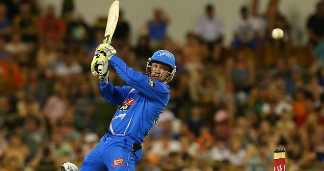 Phillip Hughes: Smashed 74 off 48 balls as Adelaide beat Perth