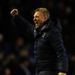 Moyes punches the air in delight after Everton's victory