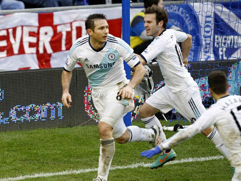 Two-goal Frank Lampard celebrates at Goodison