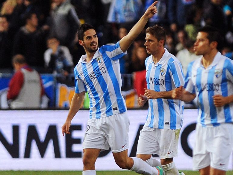 Isco celebrates for Malaga