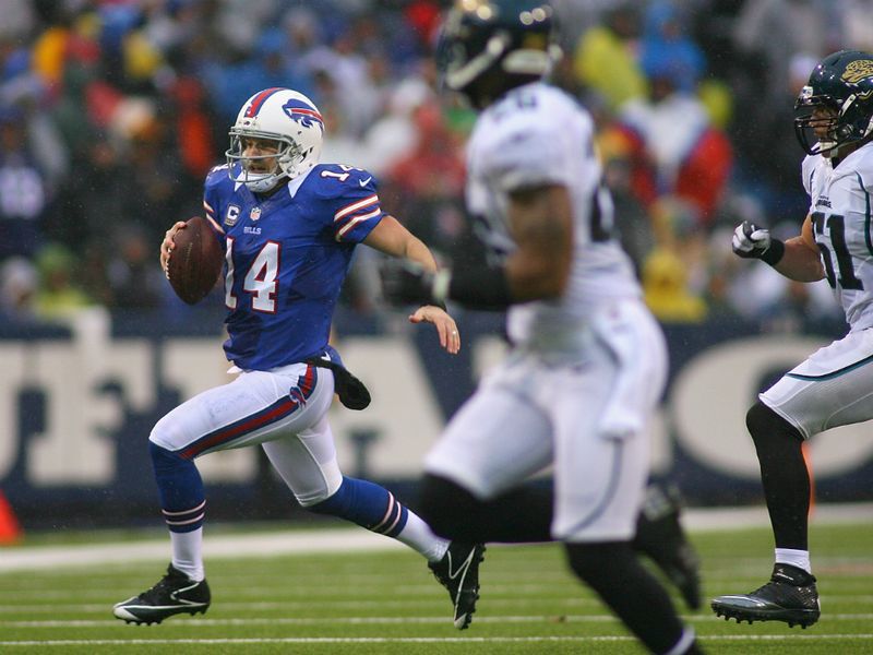 Harvard graduate Ryan Fitzpatrick used a combination of head, arm and legs to see Buffalo to victory over Jacksonville