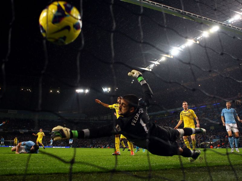 Gareth Barry will not be denied as he powers the ball home in the 93rd minute to steal a late win for the champions.