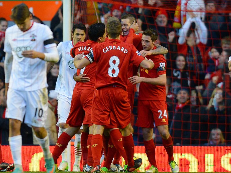 Meanwhile Liverpool celebrated after Daniel Agger put them ahead against Southampton