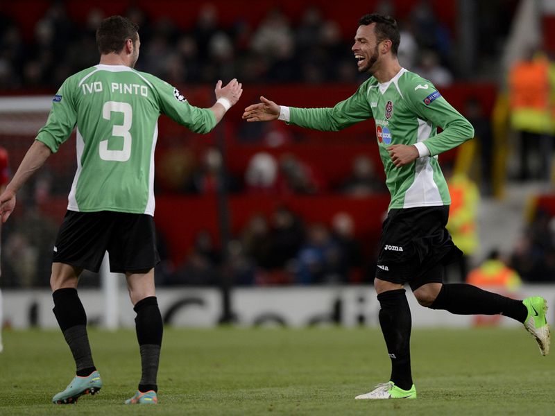 Luis Alberto celebrated after giving Cluj a shock 1-0 lead at Old Trafford